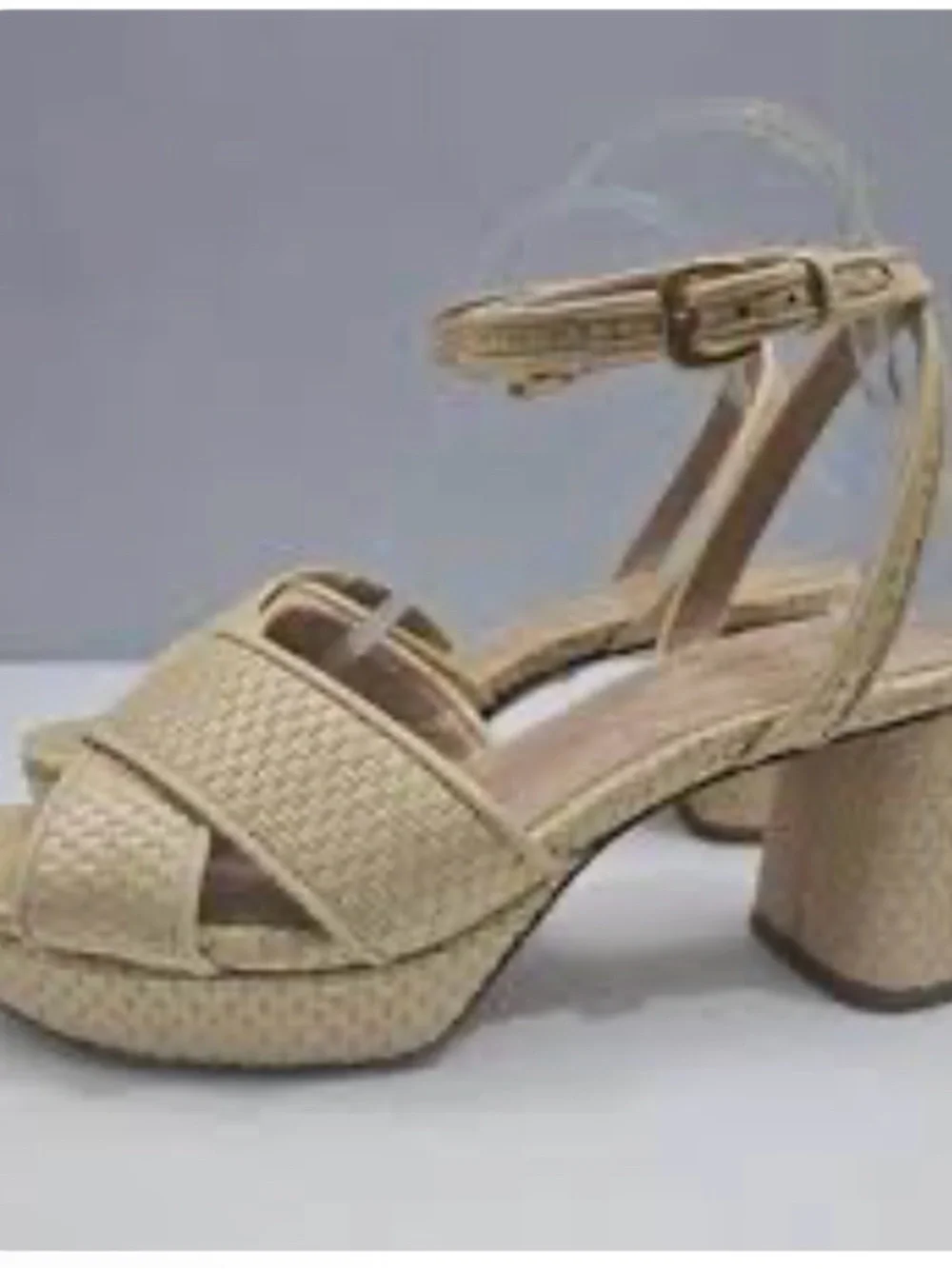 Veronica Beard Danika Raffia Platform Block Heel Sandals Sz 12 summer Resort